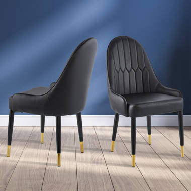 Black leather dining online chair modern